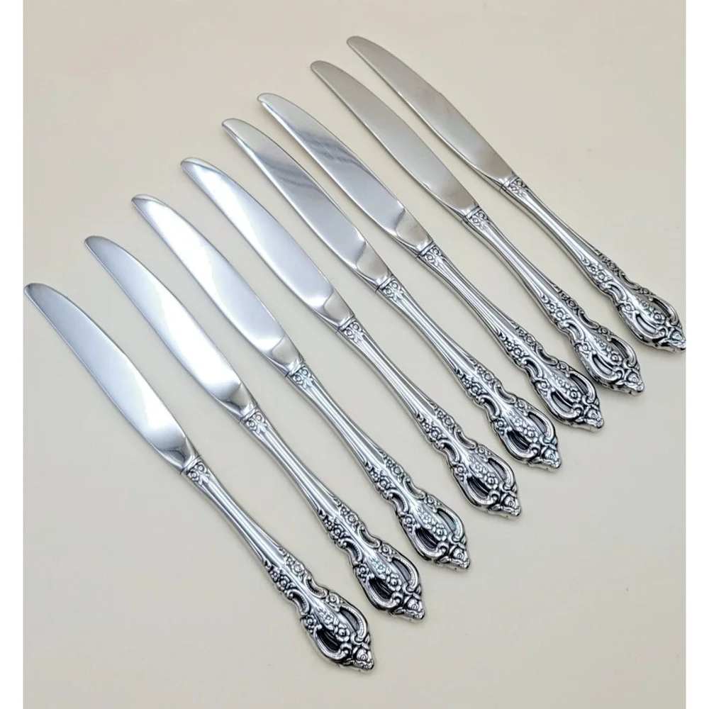 Oneida USA Stainless PEMBROOKE / RENOIR Flatware Set of 8 DINNER KNIVES